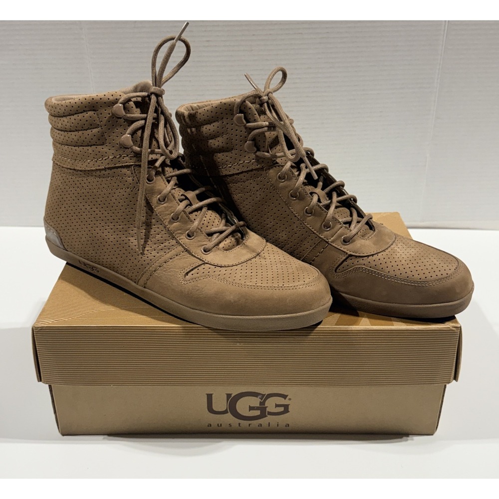 UGG Empire - Men's Perf Sneakers - Fawn Brown Leather High Top - Size 10